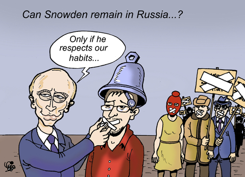 Cartoon: Asylum Snowden... (medium) by Vejo tagged snowden,russia,campanologist,asylum