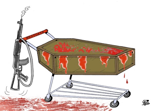 Cartoon: Bloodbath Nairobi... (medium) by Vejo tagged bloodbath,extremism,religion,massacre,shoppingcentre
