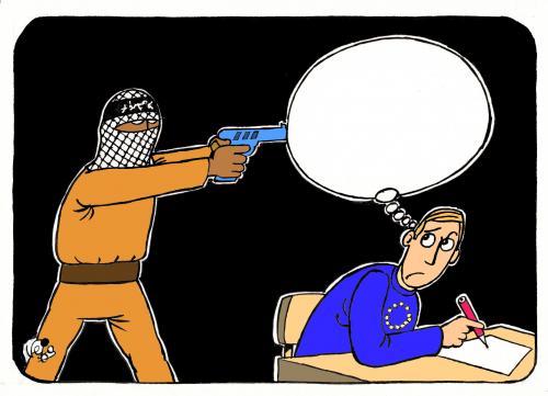 Cartoon: Freedom of speech (medium) by Vejo tagged extremists,cartoonwar