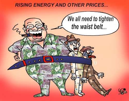 Cartoon: RISING ENERGY AND OTHER PRICES.. (medium) by Vejo tagged energy,and,all,prices,increase,rich,people,poor,scandalous,rippoff,profiteering