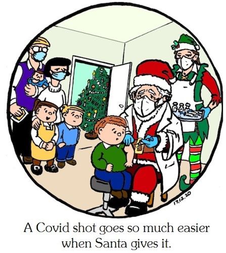 Cartoon: Santa Covid Shot (medium) by Alan tagged covid,shot,family,circle,santa,christmas,doctor,vaccination