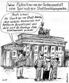 Cartoon: Fußballfans vorm Brandenb. Tor (small) by Alan tagged fußballfans,brandenburger,tor,quadriga,berlin,hertha,stadtbesichtigung