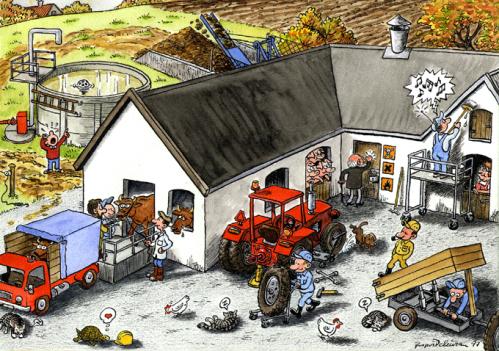 Cartoon: Farm (medium) by deleuran tagged farming,countryside,animals,work,