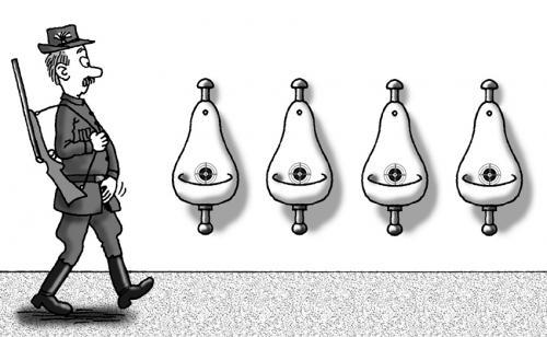 Cartoon: Targets (medium) by deleuran tagged urinals,hunters,guns,shooting,