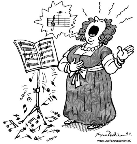Cartoon: The opera singer (medium) by deleuran tagged opera,notes,singing,songs,sheet,