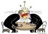 Cartoon: Negotiations (small) by deleuran tagged business,negotiations,confrontation,collision,politics,
