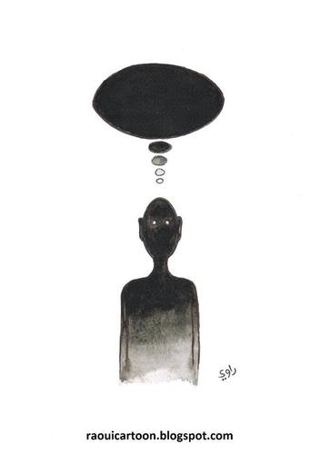 Cartoon: obscurantism (medium) by Raoui tagged obscurantism,darkness,thinking,black,idea