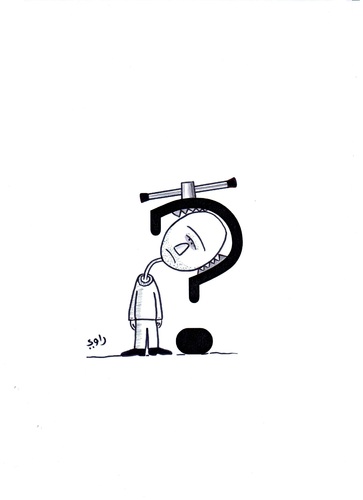 Cartoon: Question (medium) by Raoui tagged question,mark,interrogation,why,thinking,reflexion,vice,tool,pression