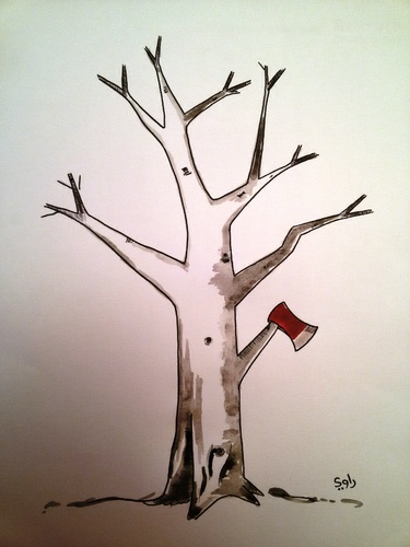 Cartoon: Tree (medium) by Raoui tagged tree,axe