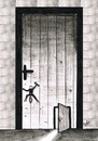 Cartoon: untitled (small) by Raoui tagged door,key,escape,light,man,climbing,wall