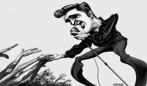 Cartoon: Elvis 56 (medium) by spot_on_george tagged elvis,presley,king,rock,roll,caricature