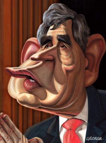 Cartoon: Gordon Brown PM (medium) by spot_on_george tagged gordon,brown,prime,minister,uk,politician,labour,party,mp