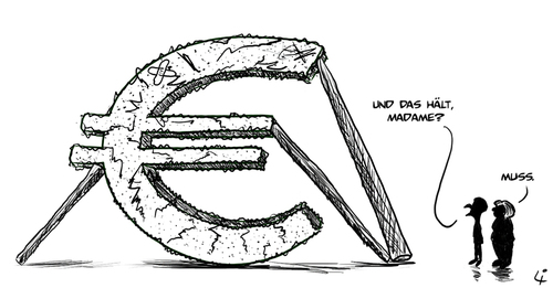 Cartoon: sein oder nicht sein (medium) by elke lichtmann tagged euro,crisis,bank,finance,rescue,debt,interest,sein