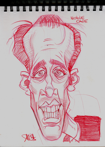 Cartoon: Nicholas Cage (medium) by McDermott tagged nicholascage,actor,famouspeople,comedy,sketchbook,drawing,pencil,mcdermott,new