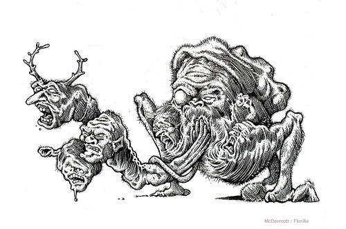 Cartoon: The Santa Thing (medium) by McDermott tagged monsters,christmas,thing,santa