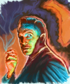 Cartoon: Painting of Vincent Price (small) by McDermott tagged vincent,price,horror,mcdermott,oldmovies,cinema,actors,classic,painting