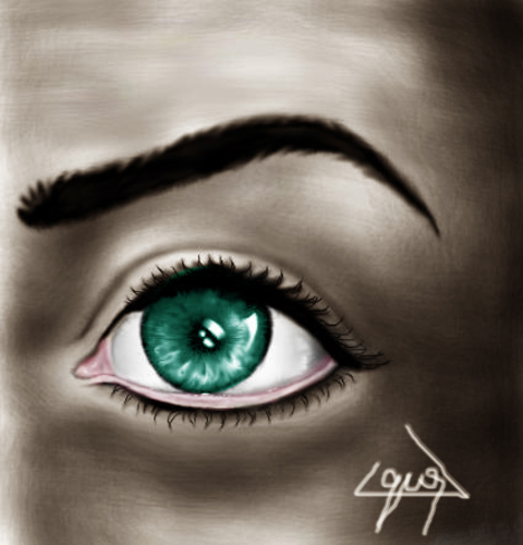 Cartoon: green eye (medium) by ressamgitarist tagged drawing,portrait,photoshop