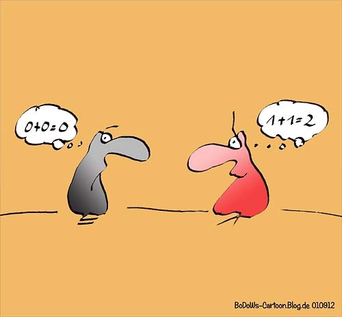 Cartoon: Beziehungs-Arithmetik (medium) by BoDoW tagged paar,liebe,beziehung,arithmetik