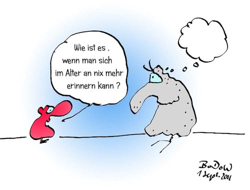 Cartoon: Das Grosse Vergessen (medium) by BoDoW tagged demenz,vergessen,alter,jugend,altersschwäche,senil,senilität