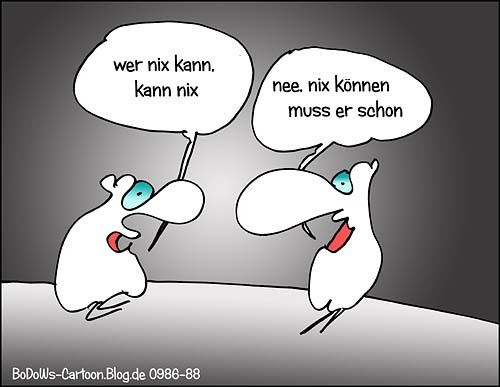 Cartoon: Können (medium) by BoDoW tagged sein,fähig,unfähig,beziehung,paar,alles,nix,wollen,können