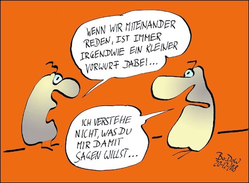 Cartoon: Spitzen ... (medium) by BoDoW tagged beziehung,paar,kommunikation,spitzen,vorwurf,subtil