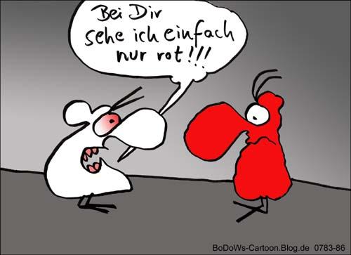 Cartoon: z.B. rot (medium) by BoDoW tagged aggressiv,aggression,zorn,rassismus,vorurteil,beziehung,rot