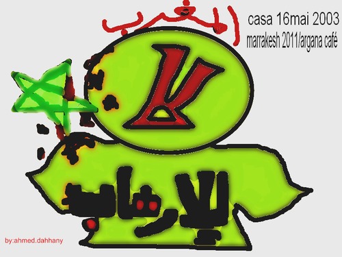 Cartoon: stop terrorist now (medium) by ahmed_rassam tagged my,morocco