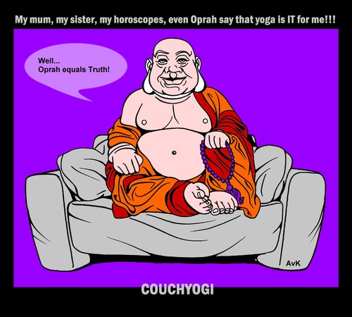 Cartoon: CouchYogi Oprah equals Truth (medium) by MoArt Rotterdam tagged yogatoon,doyoga,yogaexercise,yogapose,gurutalk,guru,couchtalk,couchyogi,couchyoga,opray,mum,sister,truth,yogaisit,isityoga
