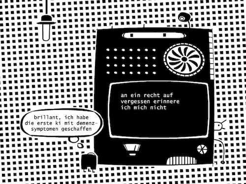 Cartoon: Durchbruch (medium) by bob schroeder tagged ki,ai,intelligenz,demenz,symptom,vergessen,recht,innovation