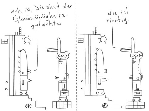 Cartoon: gutachter (medium) by bob schroeder tagged gutachter,gutachten,glaubwuerdigkeit