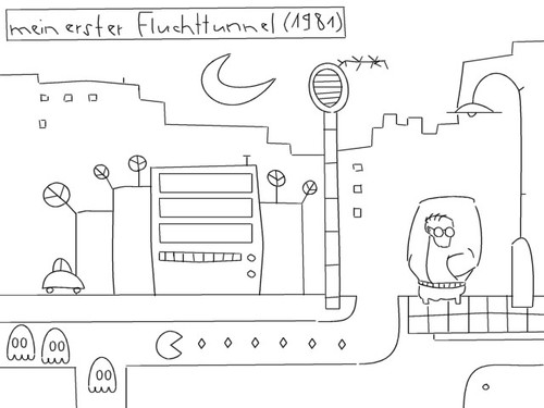 Cartoon: mein erster fluchttunnel (medium) by bob schroeder tagged flucht,tunnel,ddr,dritter,oktober,wiedervereinigung