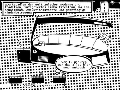 Cartoon: stadion (medium) by bob schroeder tagged fussball,wm,weltmeisterschaft,stadion,worldcup,architektur,zeitgeist
