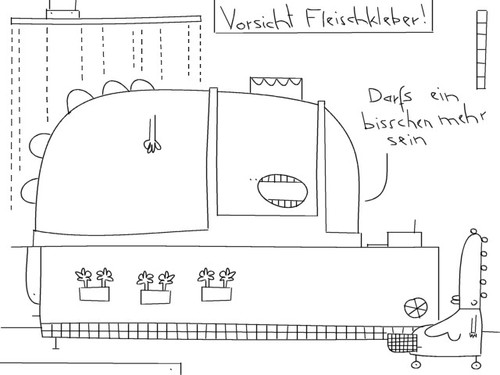 Cartoon: vorsicht fleischkleber (medium) by bob schroeder tagged fleisch,kleber,yum