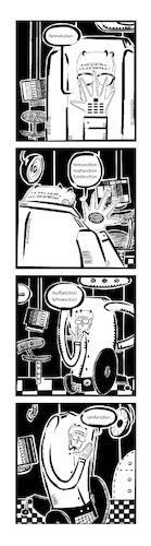 Cartoon: Ypidemi Malfunction (medium) by bob schroeder tagged malfunction,device,defect,cyborg,communication,smart,phone,comics,ypidemi