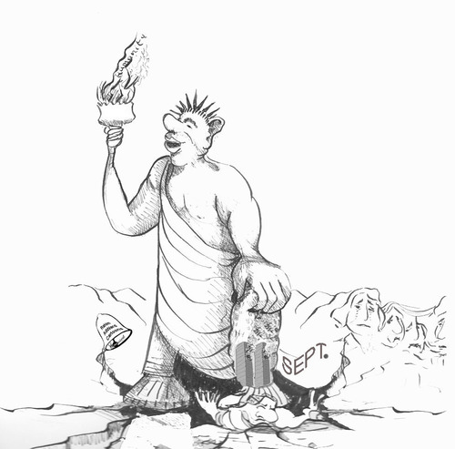 Cartoon: Freedom Status after 11 sept. (medium) by RahimAdward tagged freedom,status