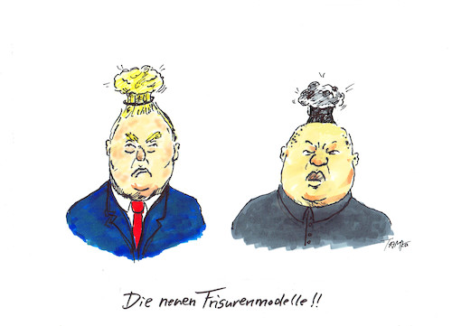 Cartoon: Atombomben (medium) by Skowronek tagged trump,kim,jong,un,atomkrieg,nordkorea,usa,südkorea,atomwaffen