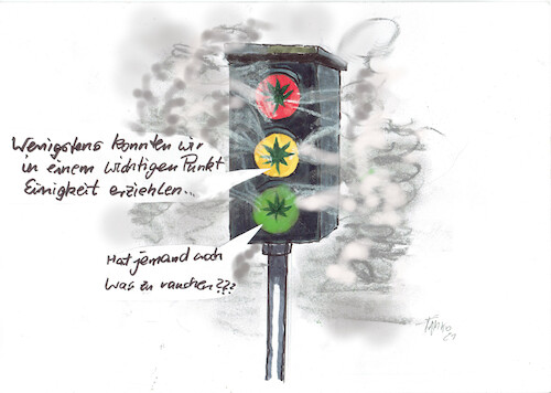 Cartoon: Cannabis (medium) by Skowronek tagged spd,grüne,fdp,sondiereungen,koalition,parteien,ampel,cannabis,skowronek,cartoon,drogen