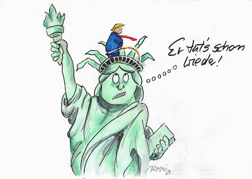Cartoon: Liberty (medium) by Skowronek tagged freiheitsstatue,trump,amerika,usa,wahlen,republikaner,demokraten,skowronek,cartoons,karikaturen
