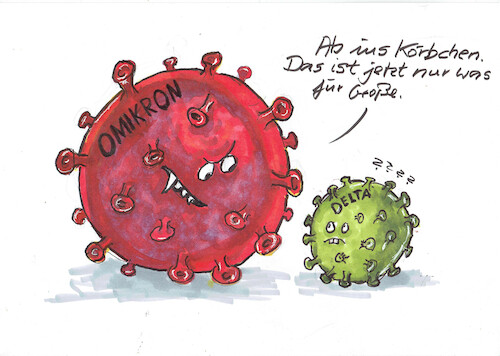 Cartoon: Omikron (medium) by Skowronek tagged corona,virus,karneval,tot,bütt,köln,party,omikron,impfen,skowronek,cartoon