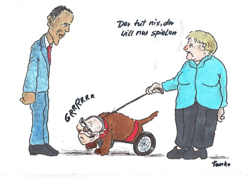 Cartoon: Schäuble (medium) by Skowronek tagged obama,schäuble,merkel