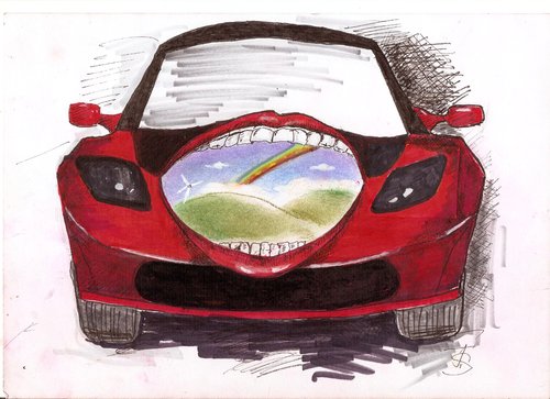 Cartoon: Tesla Roadstar (medium) by Skowronek tagged autos,elektroautos,klima,umwelt