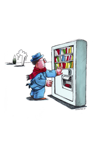 Cartoon: Buchautomat (medium) by Mehmet Karaman tagged bücher,literatur,buchautomat