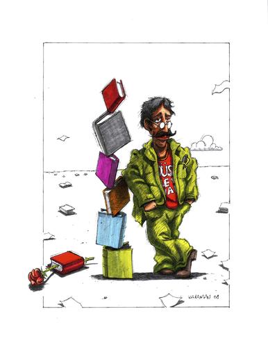 Cartoon: Bücher (medium) by Mehmet Karaman tagged buch,leser,landschaft