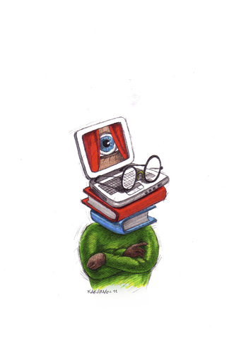 Cartoon: Computer (medium) by Mehmet Karaman tagged computer,literatur,lesen