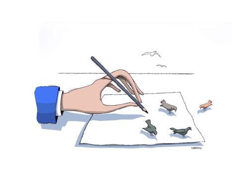 Cartoon: Die Hand14 (medium) by Mehmet Karaman tagged hand,vögel