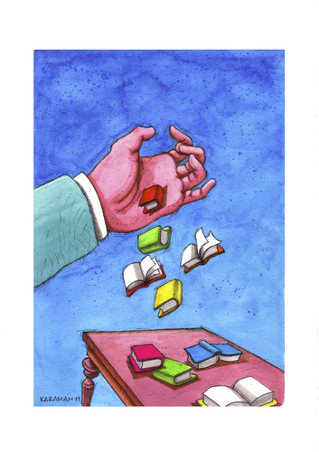 Cartoon: Eine Handvoll Bücher (medium) by Mehmet Karaman tagged himmel,hand,bücher