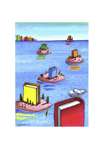 Cartoon: Lese-Insel (medium) by Mehmet Karaman tagged literatur,bücher,insel