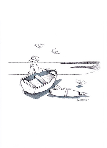 Cartoon: Strand 5 (medium) by Mehmet Karaman tagged strand,meer,literatür