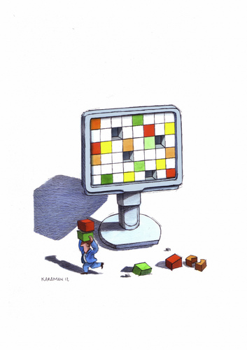 Cartoon: Unsere bunte Pixelwelt (medium) by Mehmet Karaman tagged computer,pixel,farben,bildschirm