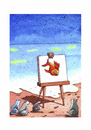 Cartoon: Die Kunstliebhaber (small) by Mehmet Karaman tagged katzen,kunst,leinwand,meer,strand